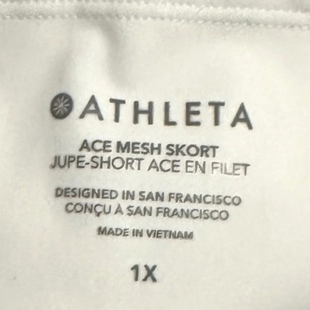 Athleta Ace Mesh Skort White‎ Plus 1X Tennis Golf Skirt Pickleball Activewear